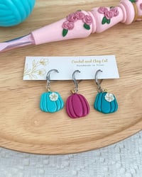 Image 1 of Pumpkin Stitch Markers for Crochet and Knitting