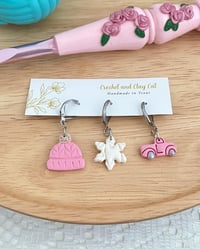 Image 1 of Pink Christmas Stitch Markers for Crochet and Knitting