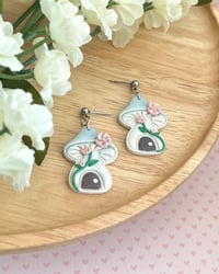 Image 6 of Mushroom Cottage Earrings | Fairycore Toadstool House