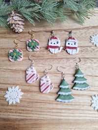 Image 5 of Christmas Tree Dangle Earrings | Snowy Pine Trees