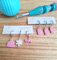 Image 2 of Pink Christmas Stitch Markers for Crochet and Knitting