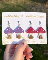 Image 7 of Mushroom Cottage Earrings | Fairycore Toadstool House