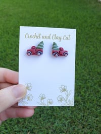 Image 6 of Christmas Red Truck Stud Earrings