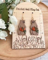 Image 1 of Fall Pumpkin Bear Earrings