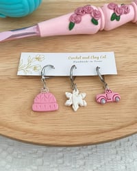 Image 4 of Pink Christmas Stitch Markers for Crochet and Knitting