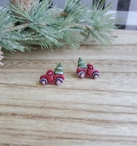 Image 8 of Christmas Red Truck Stud Earrings