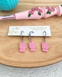 Image 5 of Pink Christmas Stitch Markers for Crochet and Knitting