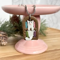 Image 1 of Cat Bookshelf Necklace | Cozy Reading Bookish Pendant