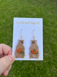 Image 3 of Fall Pumpkin Bear Earrings