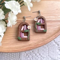 Image 1 of Floral Bookshelf Dangly Earrings
