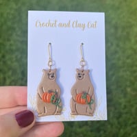Image 4 of Fall Pumpkin Bear Earrings