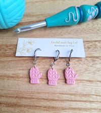 Image 8 of Pink Christmas Stitch Markers for Crochet and Knitting