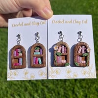 Image 3 of Floral Bookshelf Dangly Earrings