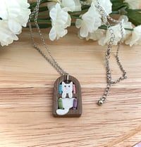Image 5 of Cat Bookshelf Necklace | Cozy Reading Bookish Pendant