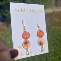 Image 8 of Orange Gingham Patterned Earrings 