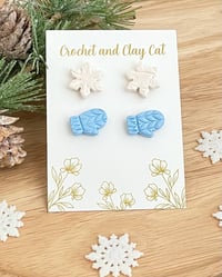 Image 2 of Winter Snowflake Stud Earrings Pack 