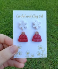 Image 3 of Winter Snowflake Stud Earrings Pack 