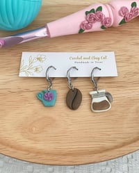 Image 2 of Coffee Stitch Markers for Crochet and Knitting | Leverback Stitch Counters