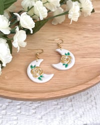 Image 1 of Whimsical Floral Moon Earrings