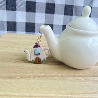 Image 7 of Teapot House Dangly Earrings | Cottagecore Jewelry | Polymer Clay Earring | Whimsical Home | Flow...