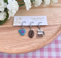 Image 4 of Coffee Stitch Markers for Crochet and Knitting | Leverback Stitch Counters