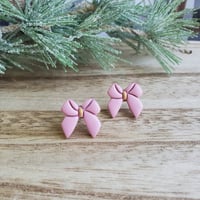 Image 4 of Pink Bow Stud Earrings | Breast Cancer Ribbon