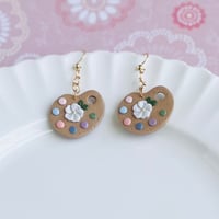 Image 3 of Floral Art Palette Dangly Earrings