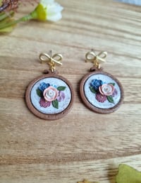 Image 3 of Embroidery Hoop Floral Clay Earrings 