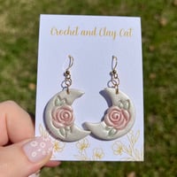 Image 5 of Whimsical Floral Moon Earrings