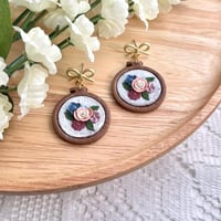 Image 4 of Embroidery Hoop Floral Clay Earrings 
