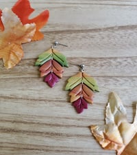 Image 3 of Ombre Falling Leaf Earrings
