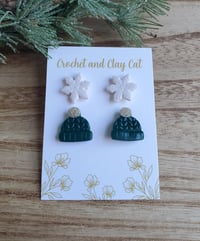 Image 8 of Winter Snowflake Stud Earrings Pack 