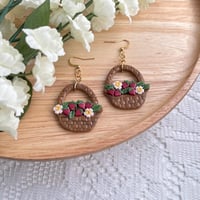 Image 2 of Cottagecore Strawberry Basket Earrings