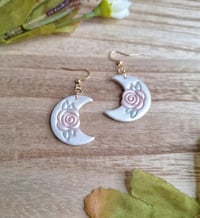 Image 7 of Whimsical Floral Moon Earrings