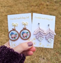 Image 6 of Embroidery Hoop Floral Clay Earrings 