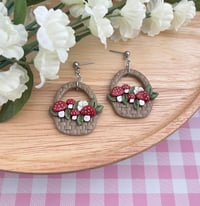 Image 3 of Cottagecore Strawberry Basket Earrings