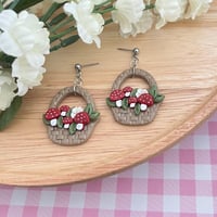 Image 4 of Cottagecore Strawberry Basket Earrings