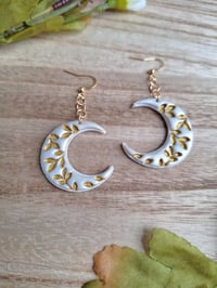 Image 9 of Whimsical Floral Moon Earrings