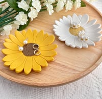 Image 1 of Sunflower and Daisy Trinket Trays | Floral Jewelry Dish 