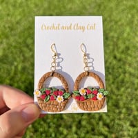 Image 6 of Cottagecore Strawberry Basket Earrings