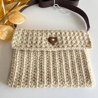 Image 1 of Handmade Crocheted Cream Shoulder Bag - Ready to ship