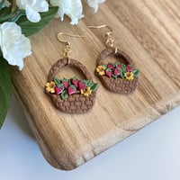 Image 7 of Cottagecore Strawberry Basket Earrings