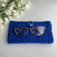 Image 2 of Blue Whale Clutch - Crochet Eye Glasses Bag