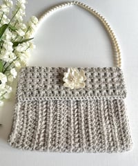 Image 2 of Gray Pearl Crocheted Shoulder Bag - Ready to ship