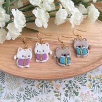 Image 1 of Cats Reading Books Earrings