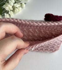 Image 4 of Pink Rose Clutch - Crochet Bag - Gift Card Pouch  - Handmade Wallet