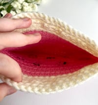 Image 3 of Strawberry Boba Crochet Drawstring Clutch 