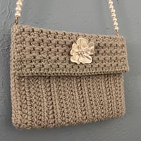 Image 3 of Gray Pearl Crocheted Shoulder Bag - Ready to ship