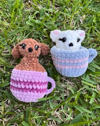 Image 1 of Crochet Plush Pup Cup Fidget Toy
