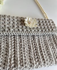 Image 4 of Gray Pearl Crocheted Shoulder Bag - Ready to ship